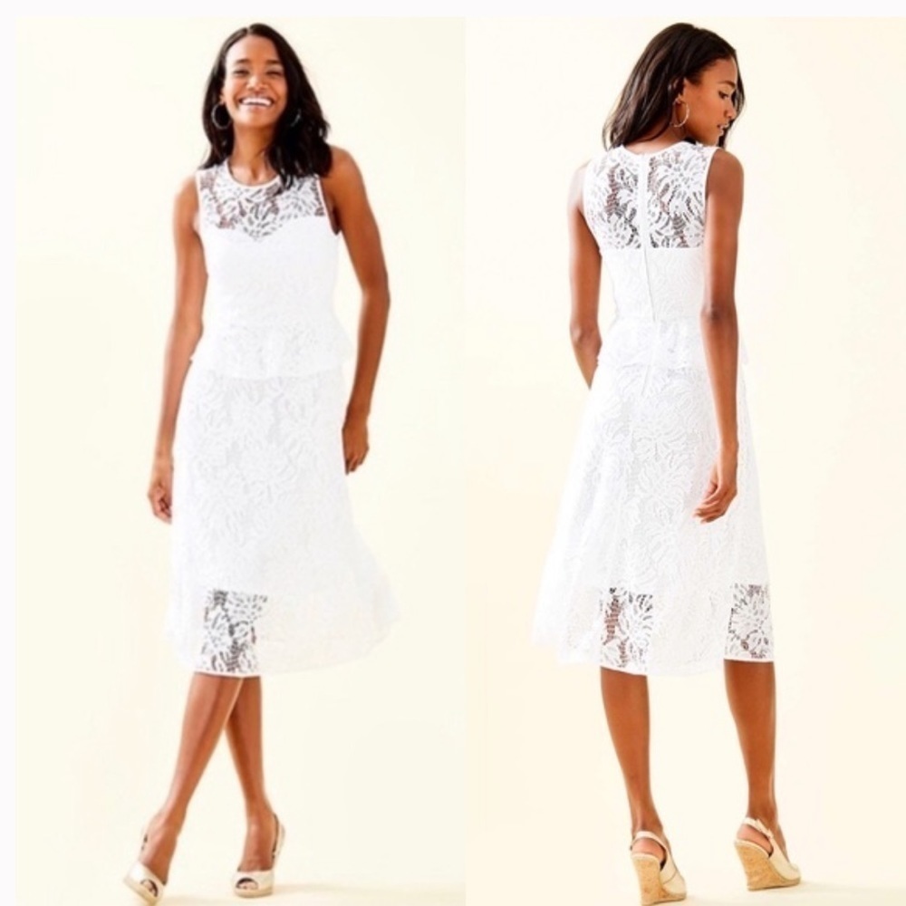 Lilly Pulitzer White Lace Ruffle Nolea Dress